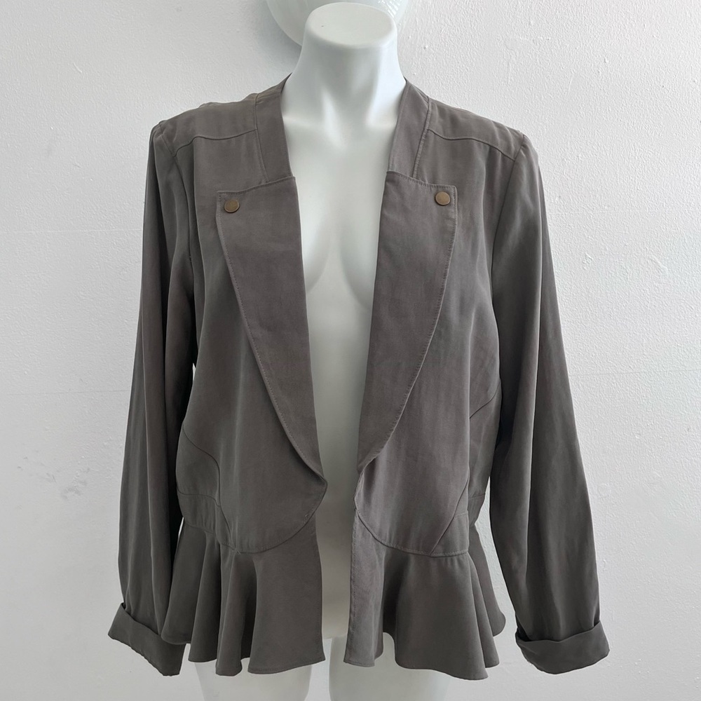 Bcbgeneration Open Jacket Front Peplum Large Gray… - image 3
